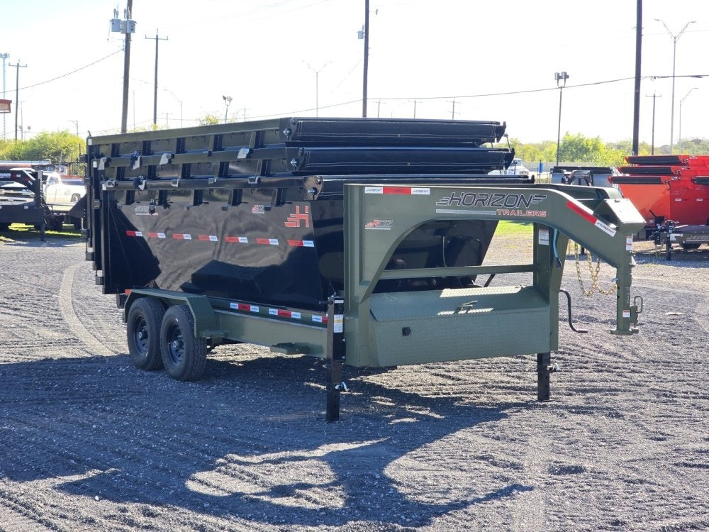 Horizon 16' RDZ GN Roll off Bundle (2) 7k Axles + 3 Bins w/ 4' Walls - Roll Off Packages - RO 16' Gooseneck - TrailerSwap