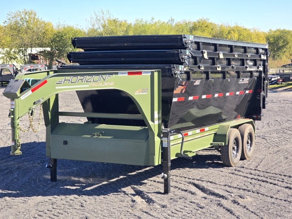 Horizon 16' RDZ GN Roll off Bundle (2) 7k Axles + 3 Bins w/ 4' Walls - Roll Off Packages - RO 16' Gooseneck - TrailerSwap