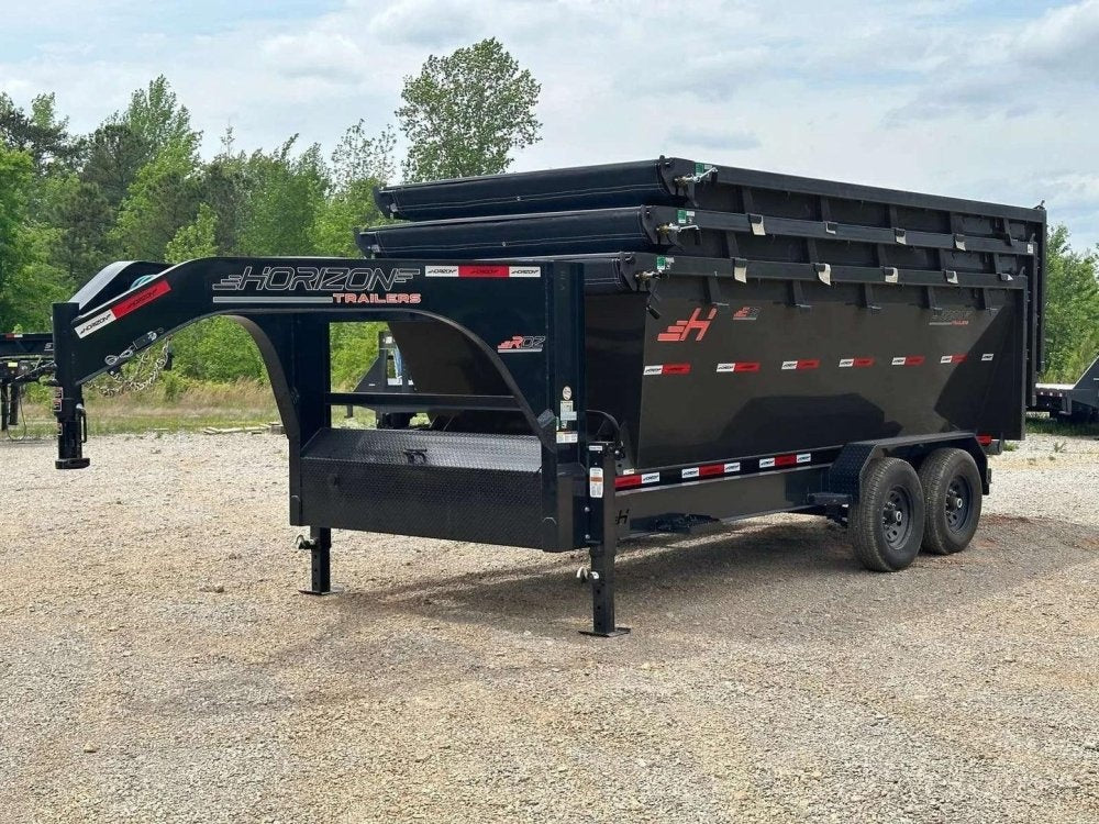 Horizon 16' RDZ GN Roll off Bundle (2) 7k Axles + 3 Bins w/ 4' Walls - Roll Off Packages - RO 16' Gooseneck - TrailerSwap