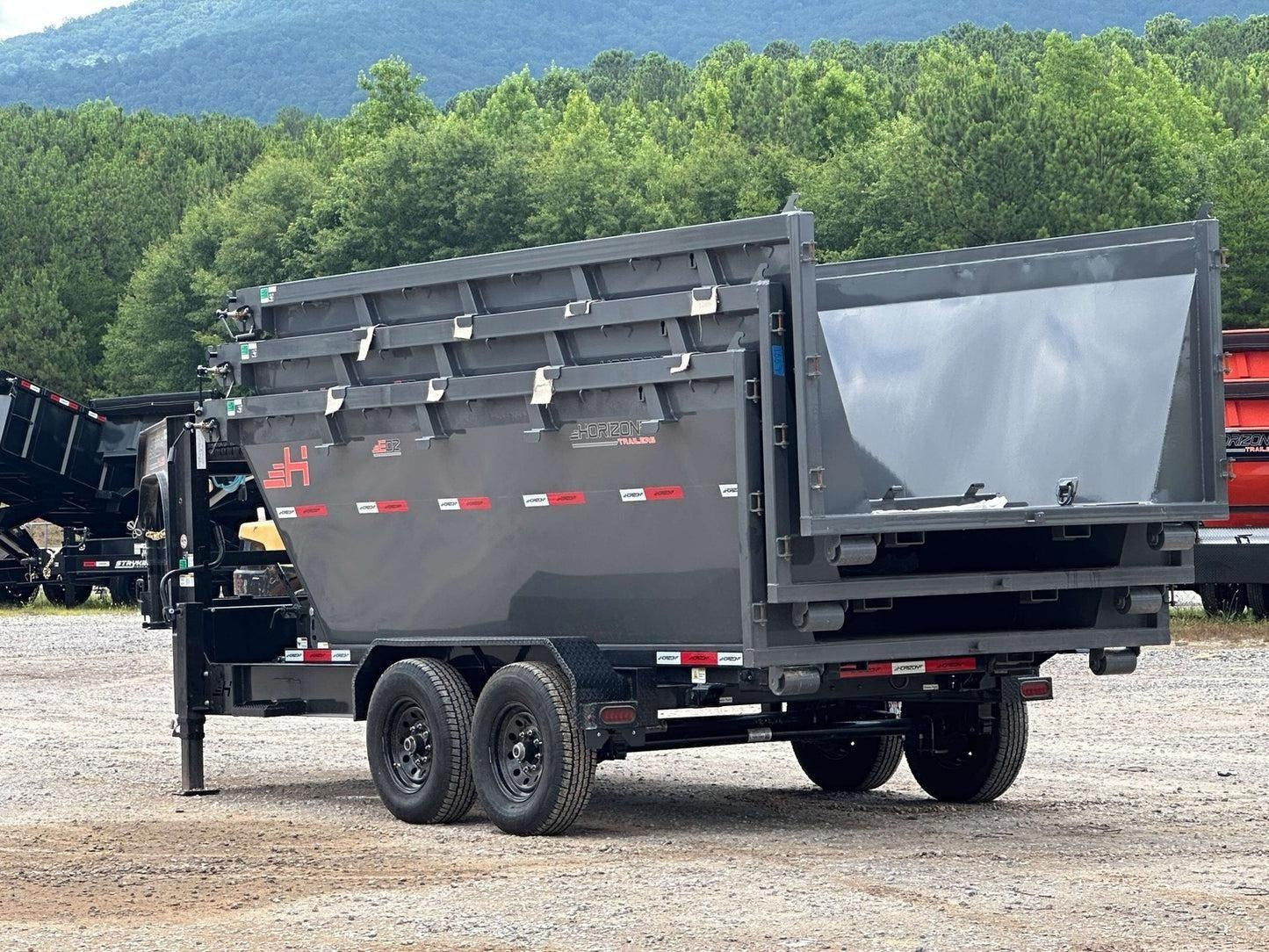 Horizon 16' RDZ GN Roll off Bundle (2) 7k Axles + 3 Bins w/ 4' Walls HZN16GN7K4FTEDZ3GrayAL - Ghost ROP - Stryker Dealership Group