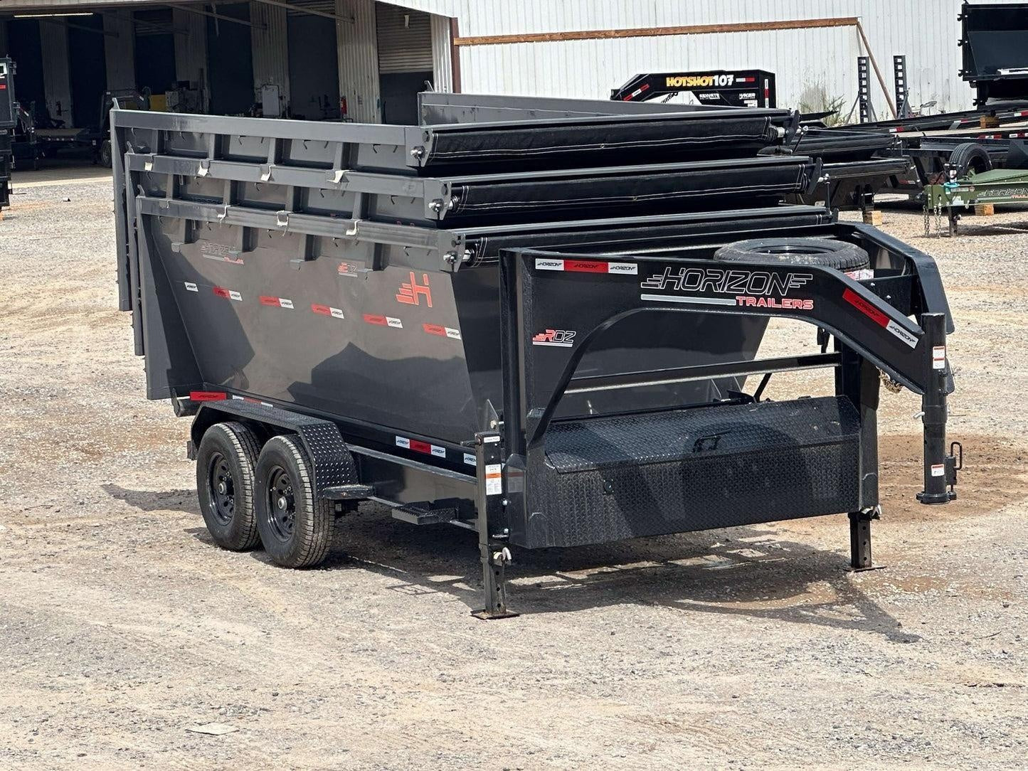 Horizon 16' RDZ GN Roll off Bundle (2) 7k Axles + 3 Bins w/ 4' Walls HZN16GN7K4FTEDZ3GrayMI - Ghost ROP - Stryker Dealership Group