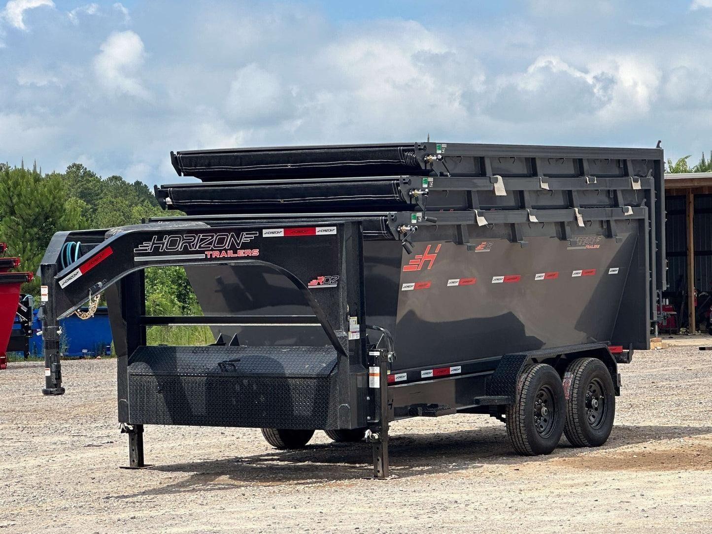 Horizon 16' RDZ GN Roll off Bundle (2) 7k Axles + 3 Bins w/ 4' Walls HZN16GN7K4FTEDZ3GrayMI - Ghost ROP - Stryker Dealership Group