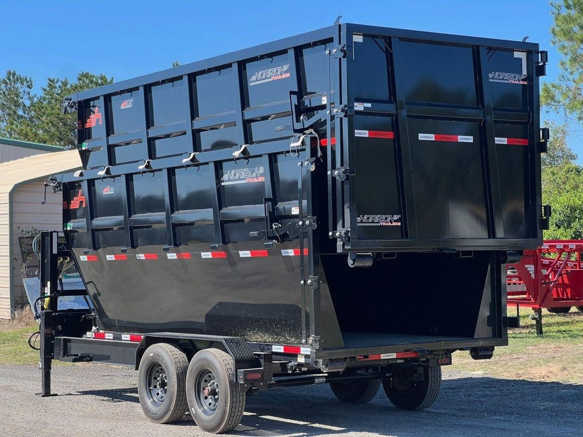 Horizon 16' RDZ GN Roll off Bundle (2) 8k Axles + 2 Bins w/ 6' Walls HZN16GN8K6FTEDZ3BLKAL - Ghost ROP - Stryker Dealership Group