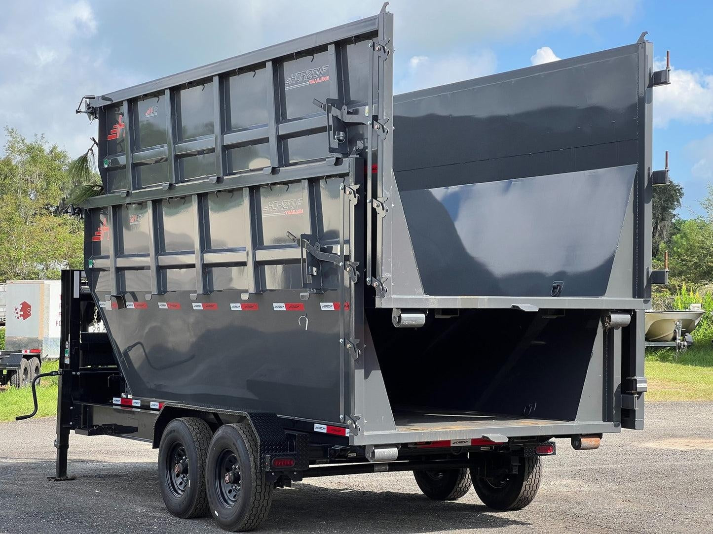 Horizon 16' RDZ GN Roll off Bundle (2) 8k Axles + 2 Bins w/ 6' Walls HZN16GN8K6FTEDZ3GrayMI - Ghost ROP - Stryker Dealership Group