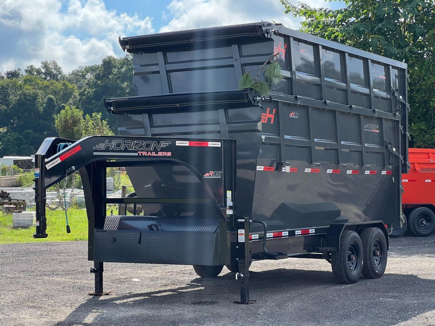 Horizon 16' RDZ GN Roll off Bundle (2) 8k Axles + 2 Bins w/ 6' Walls HZN16GN8K6FTEDZ3GrayMI - Ghost ROP - Stryker Dealership Group