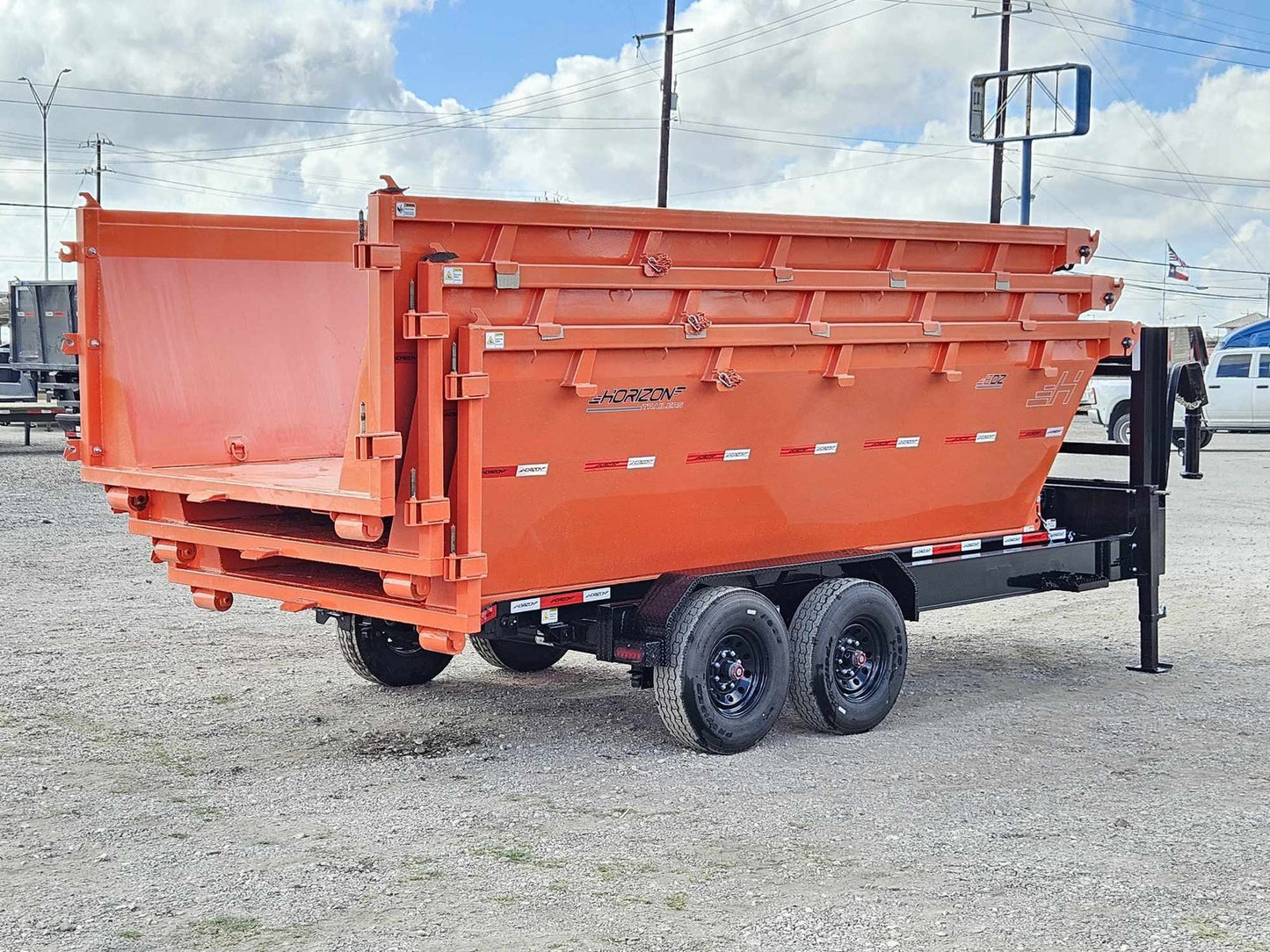 Horizon 16' RDZ GN Roll off Bundle (2) 8k Axles + 3 Bins w/ 4' Walls HZN16GN8K4FTEDZ3ORANGETX - Ghost ROP - Stryker Dealership Group