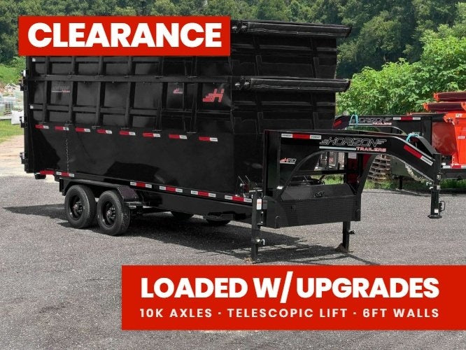 Horizon 20' HRD GN Roll off Bundle (2) 10k Axles + 2 Bins w/ 6' Walls - Roll Off Packages - RO 20' Gooseneck - TrailerSwap