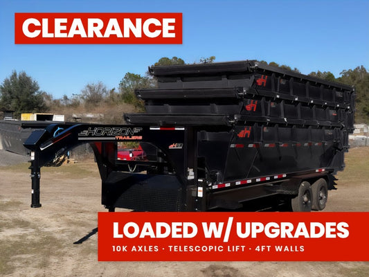 Horizon 20' HRD GN Roll off Bundle (2) 10k Axles + 3 Bins w/ 4' Walls - Roll Off Packages - RO 20' Gooseneck - TrailerSwap
