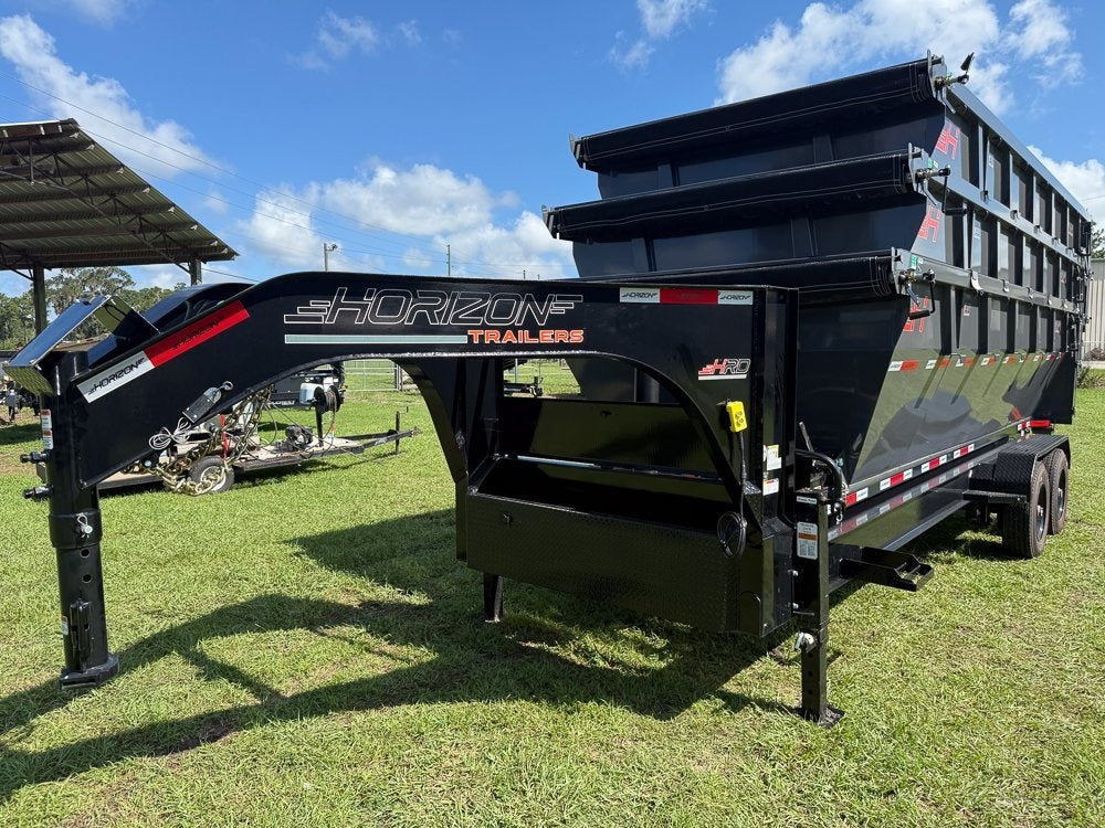 Horizon 20' HRD GN Roll off Bundle (2) 10k Axles + 3 Bins w/ 4' Walls - Roll Off Packages - RO 20' Gooseneck - TrailerSwap