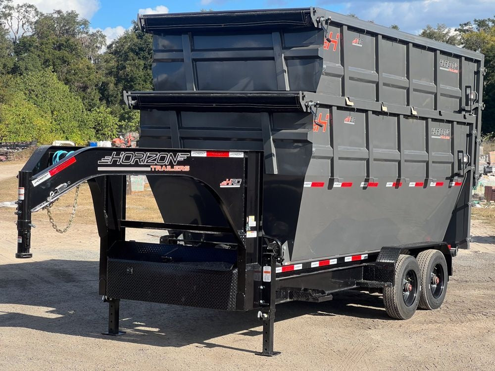 Horizon 20' HRD GN Roll off Bundle (2) 10k Axles + 2 Bins w/ 6' Walls HZN20GN10K6FTEDZ3GrayMI - Ghost ROP - Stryker Dealership Group