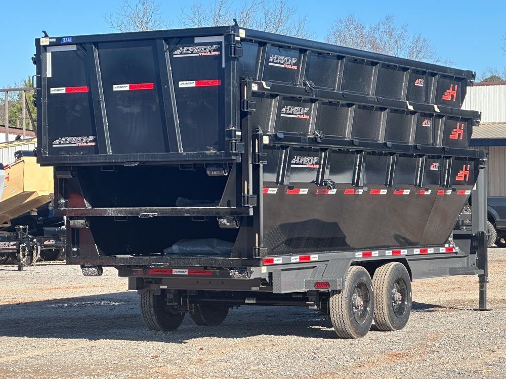 Horizon 20' HRD GN Roll off Bundle (2) 10k Axles + 3 Bins w/ 4' Walls HZN20GN10K4FTEDZ3BLKAL - Ghost ROP - Stryker Dealership Group