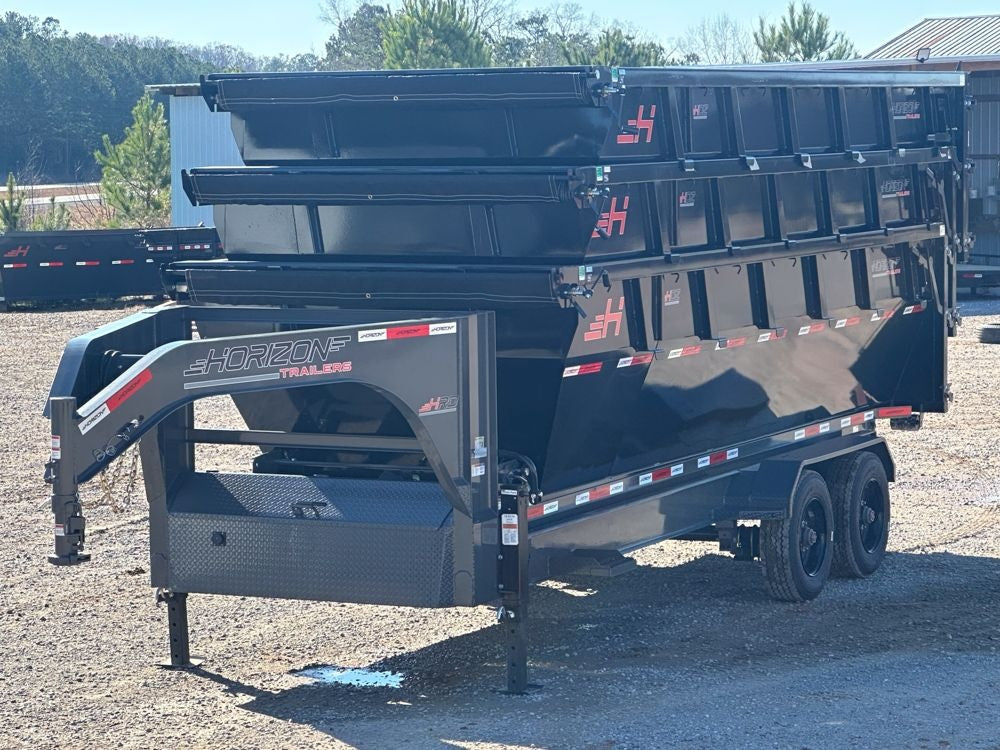 Horizon 20' HRD GN Roll off Bundle (2) 10k Axles + 3 Bins w/ 4' Walls HZN20GN10K4FTEDZ3BLKAL - Ghost ROP - Stryker Dealership Group