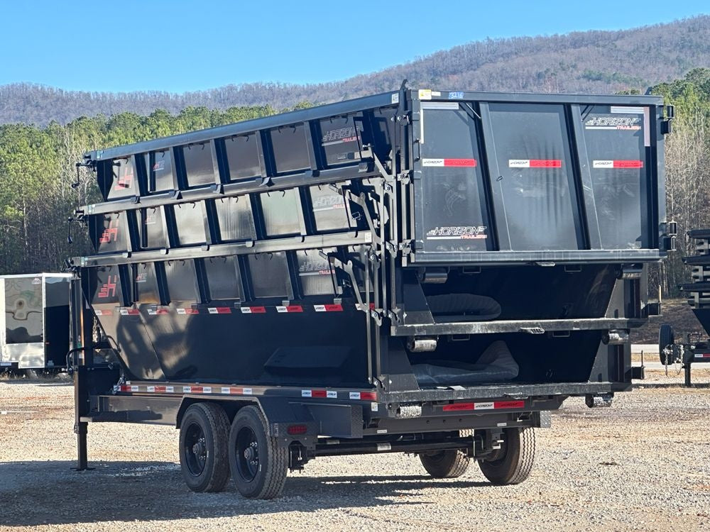 Horizon 20' HRD GN Roll off Bundle (2) 10k Axles + 3 Bins w/ 4' Walls HZN20GN10K4FTEDZ3BLKAL - Ghost ROP - Stryker Dealership Group