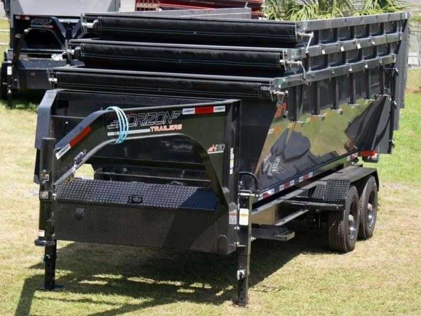 Horizon 20' HRD GN Roll off Bundle (2) 10k Axles + 3 Bins w/ 4' Walls HZN20GN10K4FTEDZ3GrayTX - Ghost ROP - Stryker Dealership Group