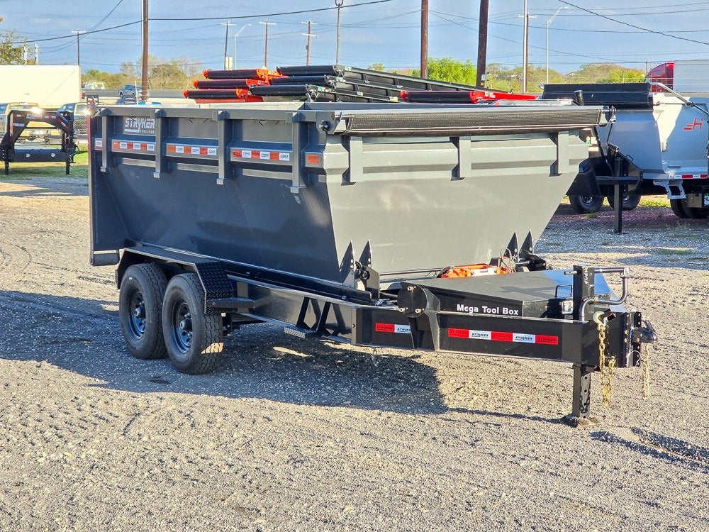 Stryker 14' BP Roll off Bundle (2) 7k Axles + 1 Bin w/ 4' Walls - Roll Off Packages - RO 14' Bumper Pull - TrailerSwap