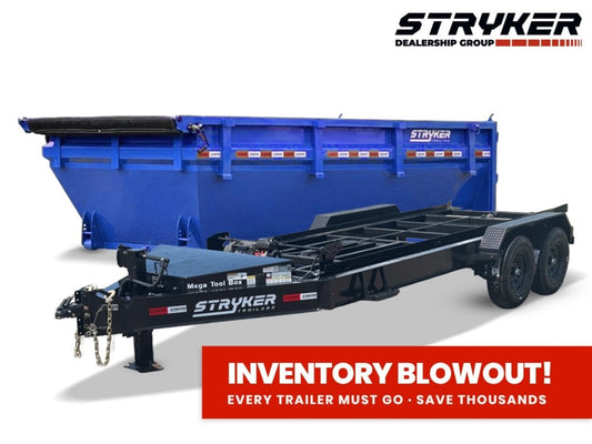 Stryker 14' BP Roll off Bundle (2) 7k Axles + 1 Bin w/ 4' Walls - Roll Off Packages - RO 14' Bumper Pull - TrailerSwap