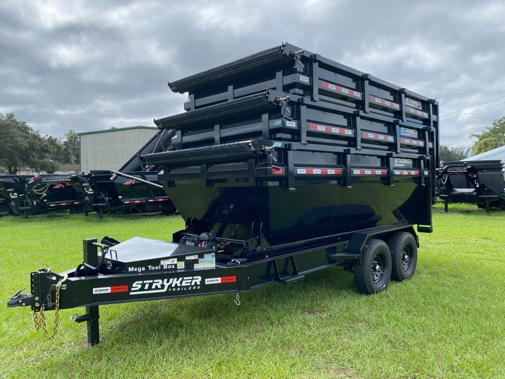 Stryker 14' BP Roll off Bundle (2) 7k Axles + 3 Bins w/ 4' Walls - Roll Off Packages - RO 14' Bumper Pull - TrailerSwap