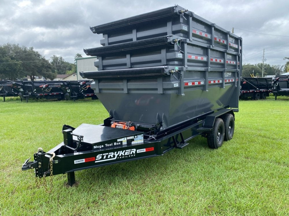 Stryker 14' BP Roll off Bundle (2) 7k Axles + 3 Bins w/ 4' Walls - Roll Off Packages - RO 14' Bumper Pull - TrailerSwap