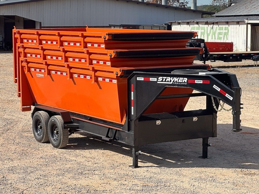 Stryker 14' GN Roll off Bundle (2) 7k Axles + 3 Bins w/ 4' Walls - Roll Off Packages - RO 14' Gooseneck - TrailerSwap