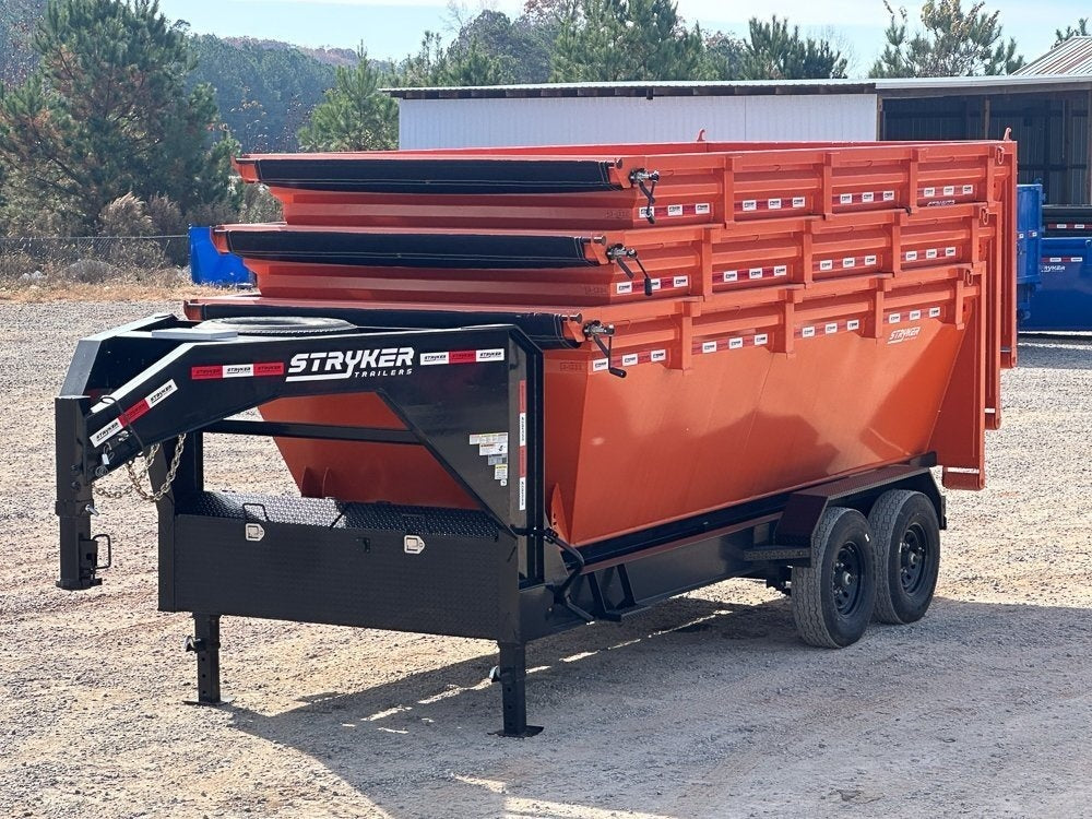 Stryker 14' GN Roll off Bundle (2) 7k Axles + 3 Bins w/ 4' Walls - Roll Off Packages - RO 14' Gooseneck - TrailerSwap