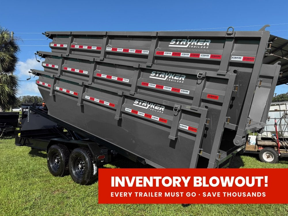 Stryker 16' BP Roll off Bundle (2) 7k Axles + 3 Bins w/ 4' Walls - Roll Off Packages - RO 16' Bumper Pull - TrailerSwap