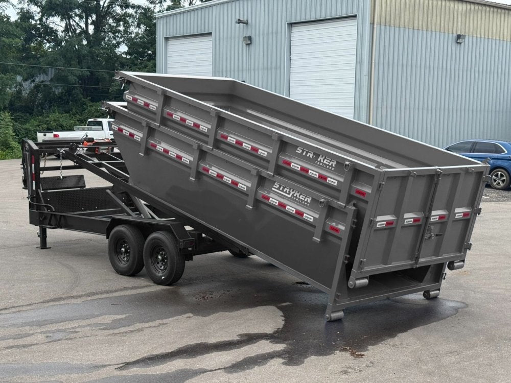 Stryker 16' GN Roll off Bundle (2) 7k Axles + 2 Bins w/ 4' Walls - Roll Off Packages - RO 16' Gooseneck - TrailerSwap