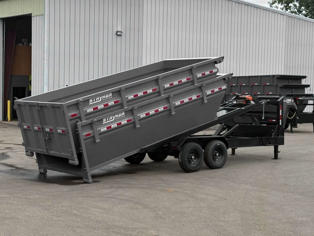 Stryker 16' GN Roll off Bundle (2) 7k Axles + 2 Bins w/ 4' Walls - Roll Off Packages - RO 16' Gooseneck - TrailerSwap