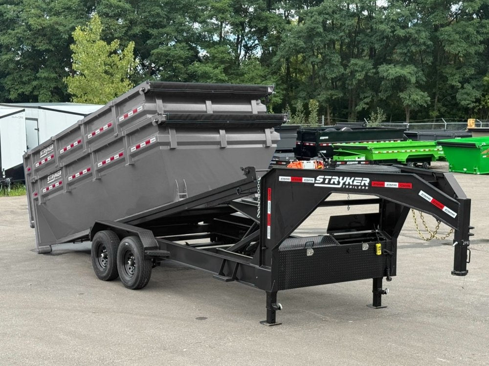 Stryker 16' GN Roll off Bundle (2) 7k Axles + 2 Bins w/ 4' Walls - Roll Off Packages - RO 16' Gooseneck - TrailerSwap