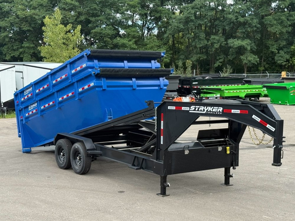 Stryker 16' GN Roll off Bundle (2) 7k Axles + 2 Bins w/ 4' Walls - Roll Off Packages - RO 16' Gooseneck - TrailerSwap