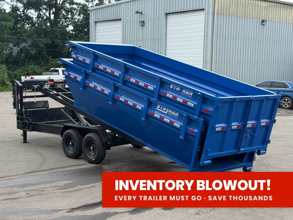 Stryker 16' GN Roll off Bundle (2) 7k Axles + 2 Bins w/ 4' Walls - Roll Off Packages - RO 16' Gooseneck - TrailerSwap
