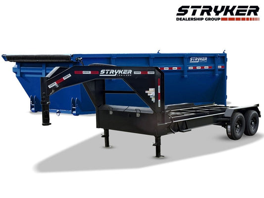 Stryker 16' GN Roll off Bundle (2) 8k Axles + 2 Bins w/ 4' Walls - Roll Off Packages - RO 16' Gooseneck - TrailerSwap