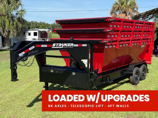 Stryker 16' GN Roll off Bundle (2) 8k Axles + 3 Bins w/ 4' Walls - Roll Off Packages - RO 16' Gooseneck - TrailerSwap
