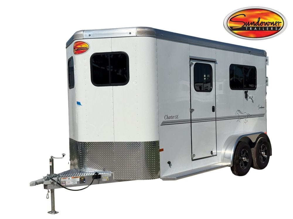 Sundowner 2 Horse Charter SE - White - (2) 3500lb Axles - 2 Horse - Horse Trailers - TrailerSwap