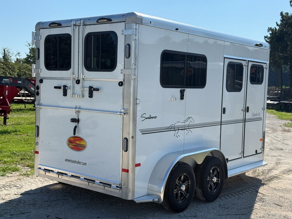 Sundowner 2 Horse Charter SE - White - (2) 3500lb Axles - 2 Horse - Horse Trailers - TrailerSwap
