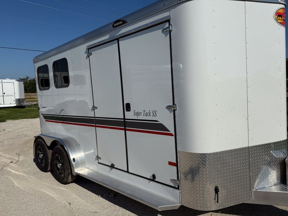 Sundowner 2 Horse Super Tack - White - Porch Lights - 2 Horse - Horse Trailers - TrailerSwap